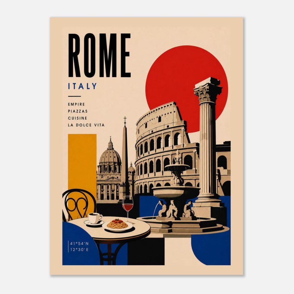 Impression Italie | Affiche de voyage minimaliste | Illustration géométrique de la ville